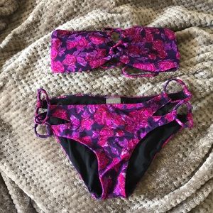 LA Hearts purple & pink bikini